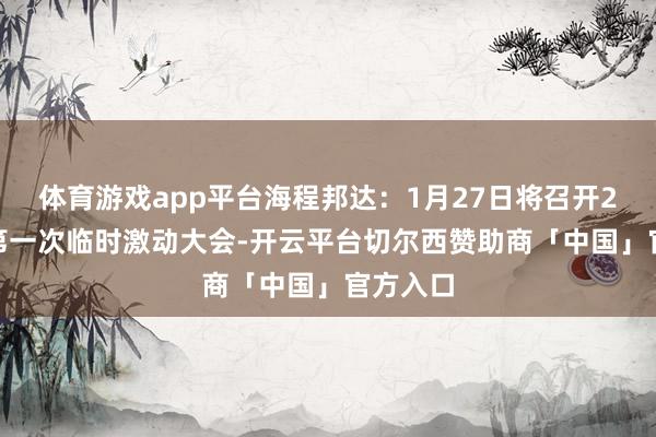 体育游戏app平台海程邦达：1月27日将召开2025年第一次临时激动大会-开云平台切尔西赞助商「中国」官方入口