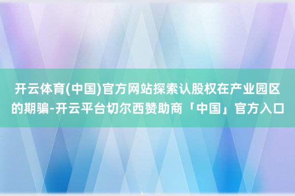 开云体育(中国)官方网站探索认股权在产业园区的期骗-开云平台切尔西赞助商「中国」官方入口