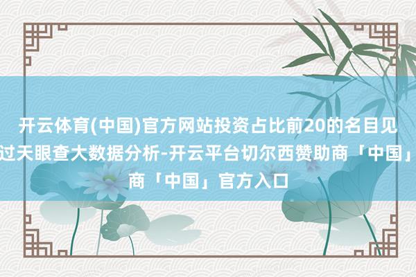 开云体育(中国)官方网站投资占比前20的名目见下表：通过天眼查大数据分析-开云平台切尔西赞助商「中国」官方入口