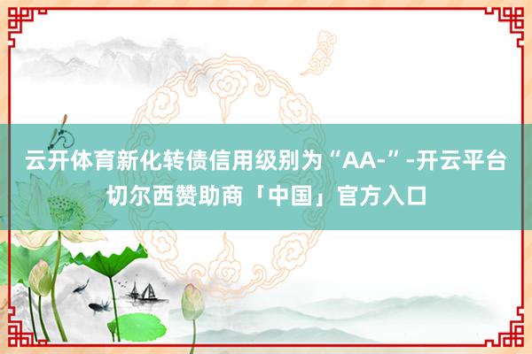云开体育新化转债信用级别为“AA-”-开云平台切尔西赞助商「中国」官方入口