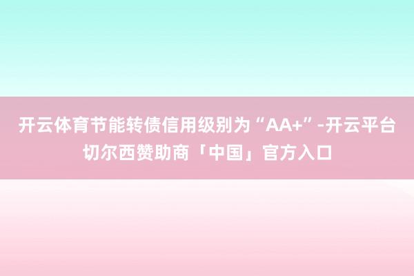 开云体育节能转债信用级别为“AA+”-开云平台切尔西赞助商「中国」官方入口